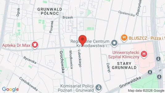 Rooms for rent i Poznań - kort over placeringen