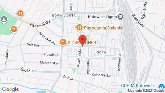 Rooms for rent i Katowice - kort over placeringen