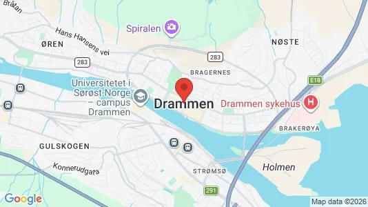 Rooms for rent i Drammen - kort over placeringen