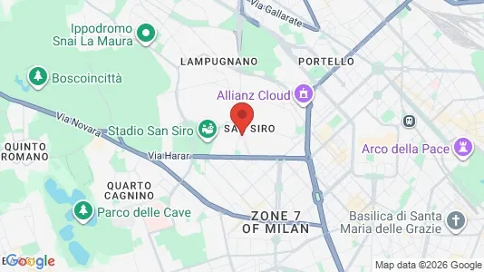 Apartments for rent i Milano Zona 7 - Baggio, De Angeli, San Siro - kort over placeringen