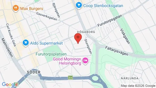 Rooms for rent i Helsingborg - kort over placeringen
