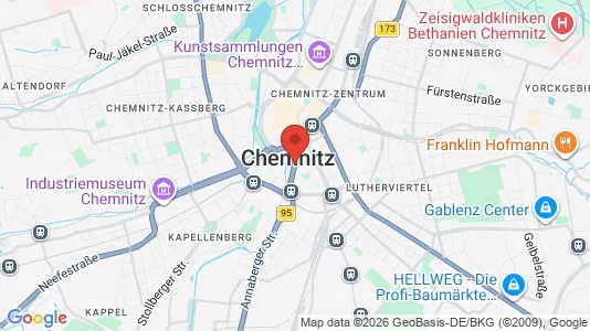 Houses for rent i Chemnitz - kort over placeringen