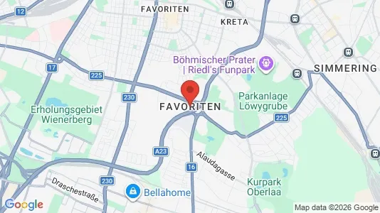 Apartments for rent i Vienna Favoriten - kort over placeringen