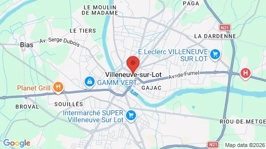 Apartments for rent i Villeneuve-sur-Lot - kort over placeringen