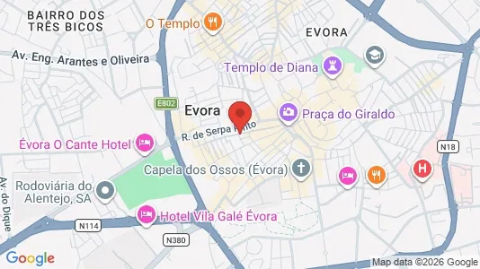 Apartments for rent i Évora - kort over placeringen