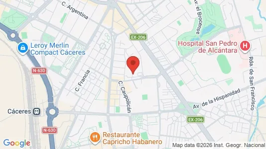Apartments for rent i Cáceres - kort over placeringen