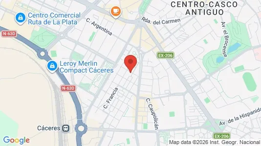 Apartments for rent i Cáceres - kort over placeringen
