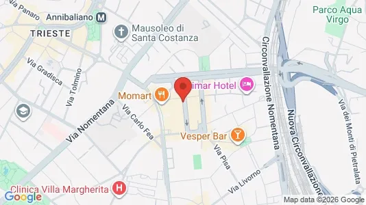 Apartments for rent i Roma Municipio II – Parioli/Nomentano - kort over placeringen