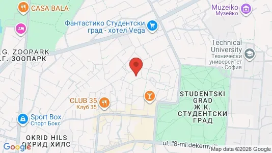 Apartments for rent i Sofia Studentski - kort over placeringen