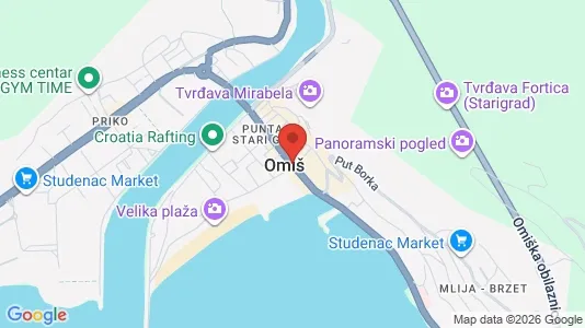 Apartments for rent i Omiš - kort over placeringen
