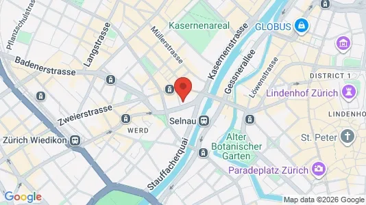 Apartments for rent i Zürich Distrikt 4  - Aussersihl - kort over placeringen