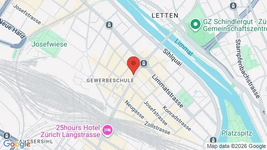 Apartments for rent i Zürich Distrikt 5 - Industriequartier - kort over placeringen