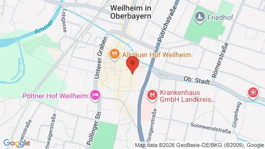 Apartments for rent i Weilheim-Schongau - kort over placeringen