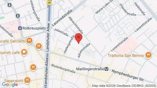 Apartments for rent i Munich Neuhausen-Nymphenburg - kort over placeringen