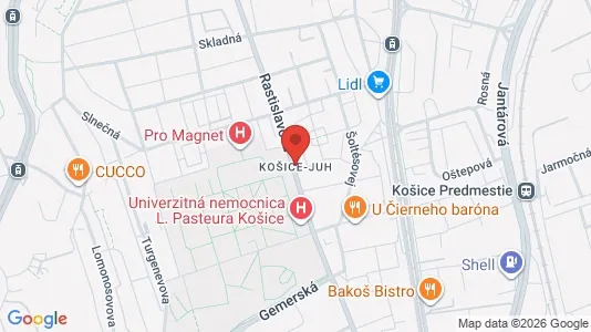 Rooms for rent i Košice Dargovských hrdinov - kort over placeringen