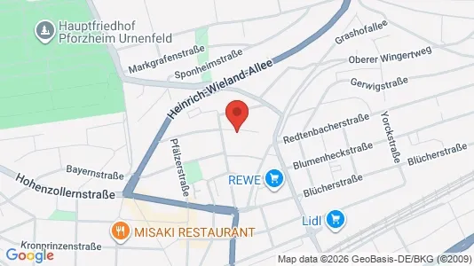 Apartments for rent i Pforzheim - kort over placeringen