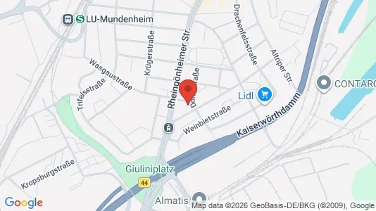 Apartments for rent i Ludwigshafen am Rhein - kort over placeringen