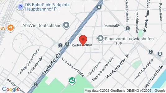Apartments for rent i Ludwigshafen am Rhein - kort over placeringen
