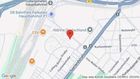 Apartments for rent i Ludwigshafen am Rhein - kort over placeringen