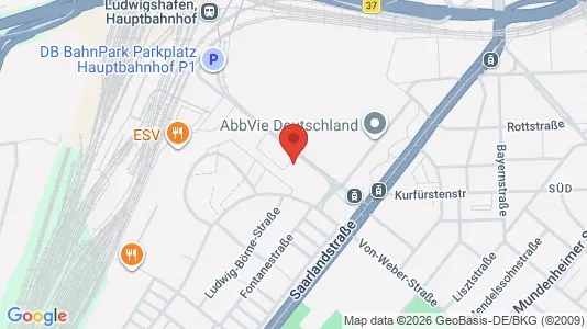 Apartments for rent i Ludwigshafen am Rhein - kort over placeringen
