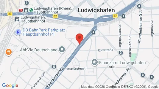 Apartments for rent i Ludwigshafen am Rhein - kort over placeringen