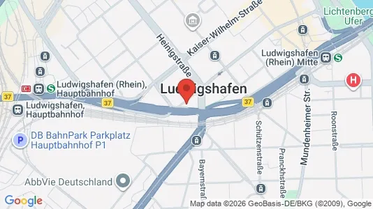 Apartments for rent i Ludwigshafen am Rhein - kort over placeringen