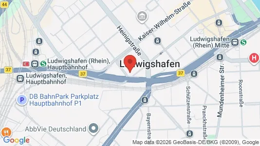 Apartments for rent i Ludwigshafen am Rhein - kort over placeringen