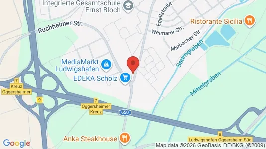 Apartments for rent i Ludwigshafen am Rhein - kort over placeringen