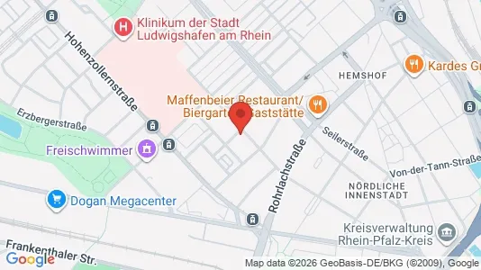 Apartments for rent i Ludwigshafen am Rhein - kort over placeringen