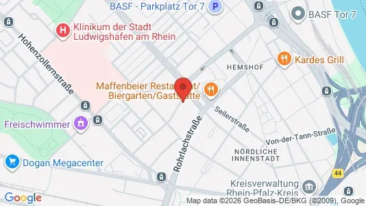 Apartments for rent i Ludwigshafen am Rhein - kort over placeringen