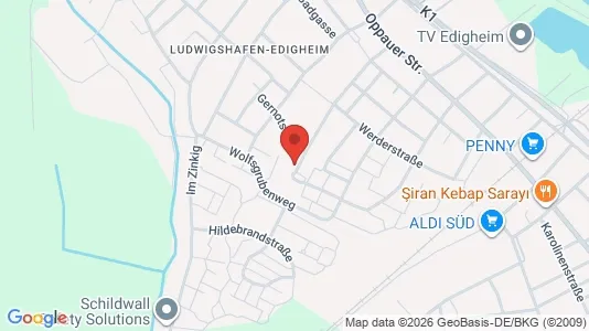 Apartments for rent i Ludwigshafen am Rhein - kort over placeringen