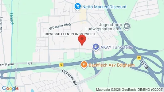 Apartments for rent i Ludwigshafen am Rhein - kort over placeringen