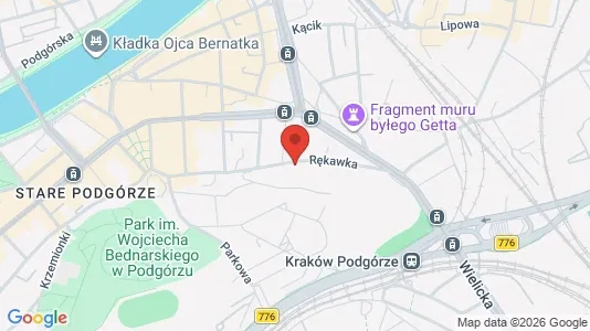 Apartments for rent i Kraków Podgórze - kort over placeringen