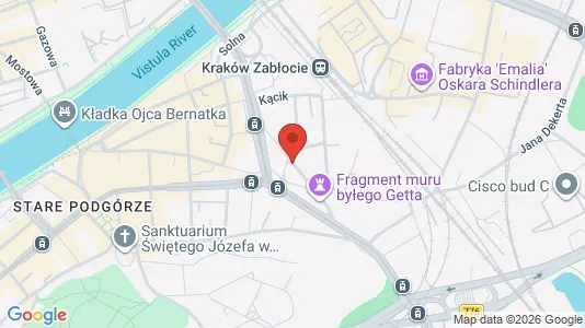 Apartments for rent i Kraków Podgórze - kort over placeringen