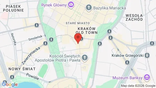 Apartments for rent i Kraków Śródmieście - kort over placeringen
