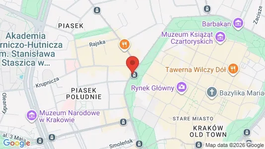 Apartments for rent i Kraków Śródmieście - kort over placeringen