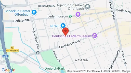 Apartments for rent i Offenbach am Main - kort over placeringen