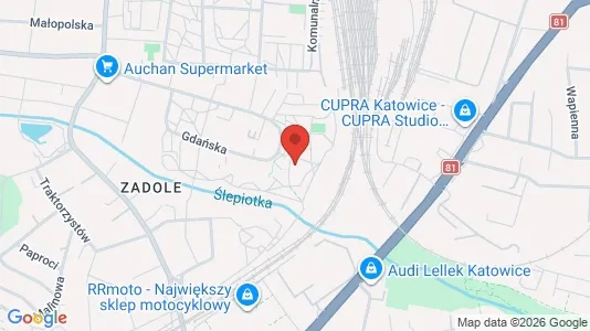 Rooms for rent i Katowice - kort over placeringen
