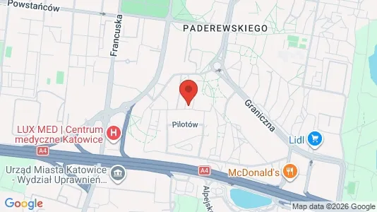 Rooms for rent i Katowice - kort over placeringen