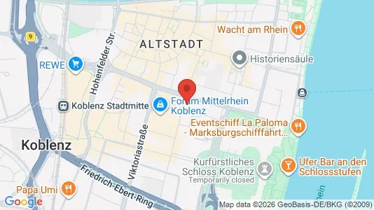 Apartments for rent i Koblenz - kort over placeringen