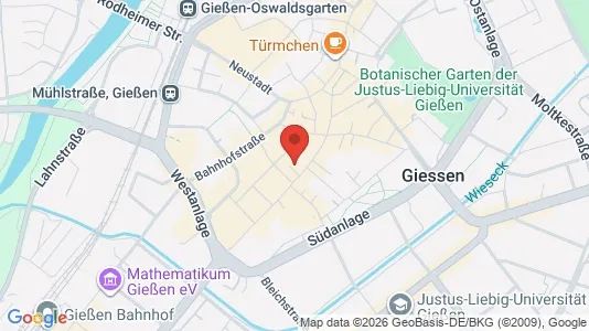 Apartments for rent i Gießen - kort over placeringen