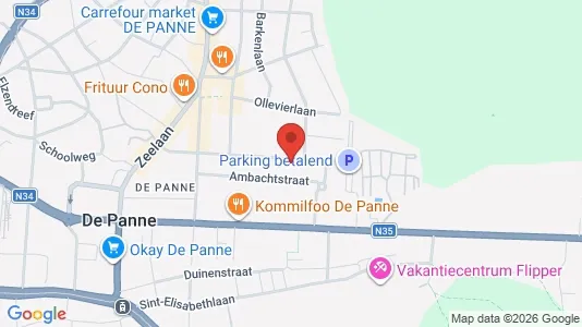 Apartments for rent i De Panne - kort over placeringen