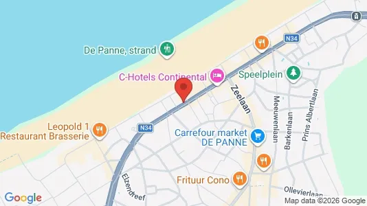 Rooms for rent i De Panne - kort over placeringen