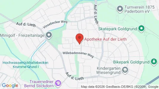 Apartments for rent i Paderborn - kort over placeringen
