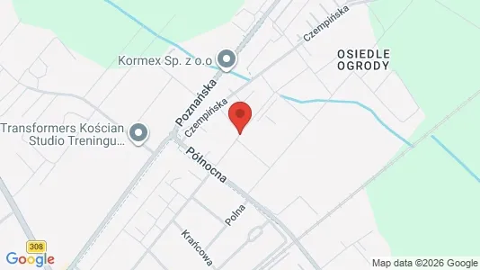 Apartments for rent i Kościański - kort over placeringen