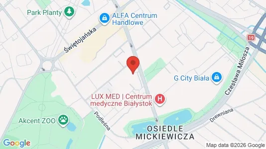 Apartments for rent i Białystok - kort over placeringen
