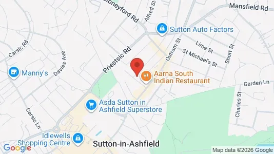 Apartments for rent i Sutton-in-Ashfield - Nottinghamshire - kort over placeringen