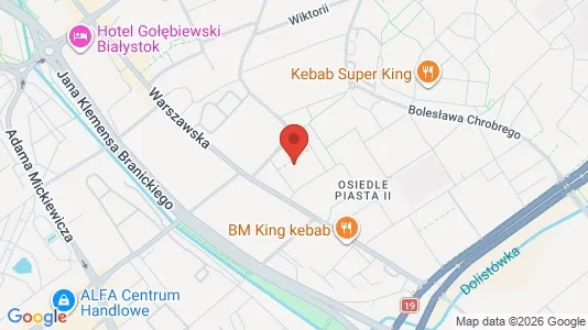 Apartments for rent i Białystok - kort over placeringen