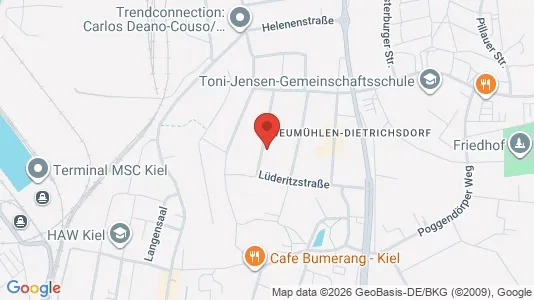 Apartments for rent i Kiel - kort over placeringen