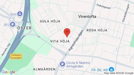 Apartments for rent i Husie - kort over placeringen